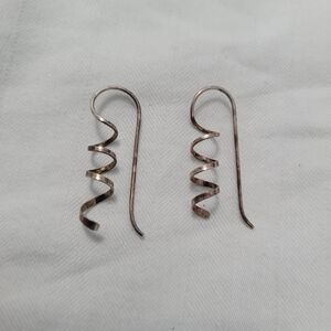 Artisan Sterling Silver Wire Ribbon Spiral Handmade Earrings